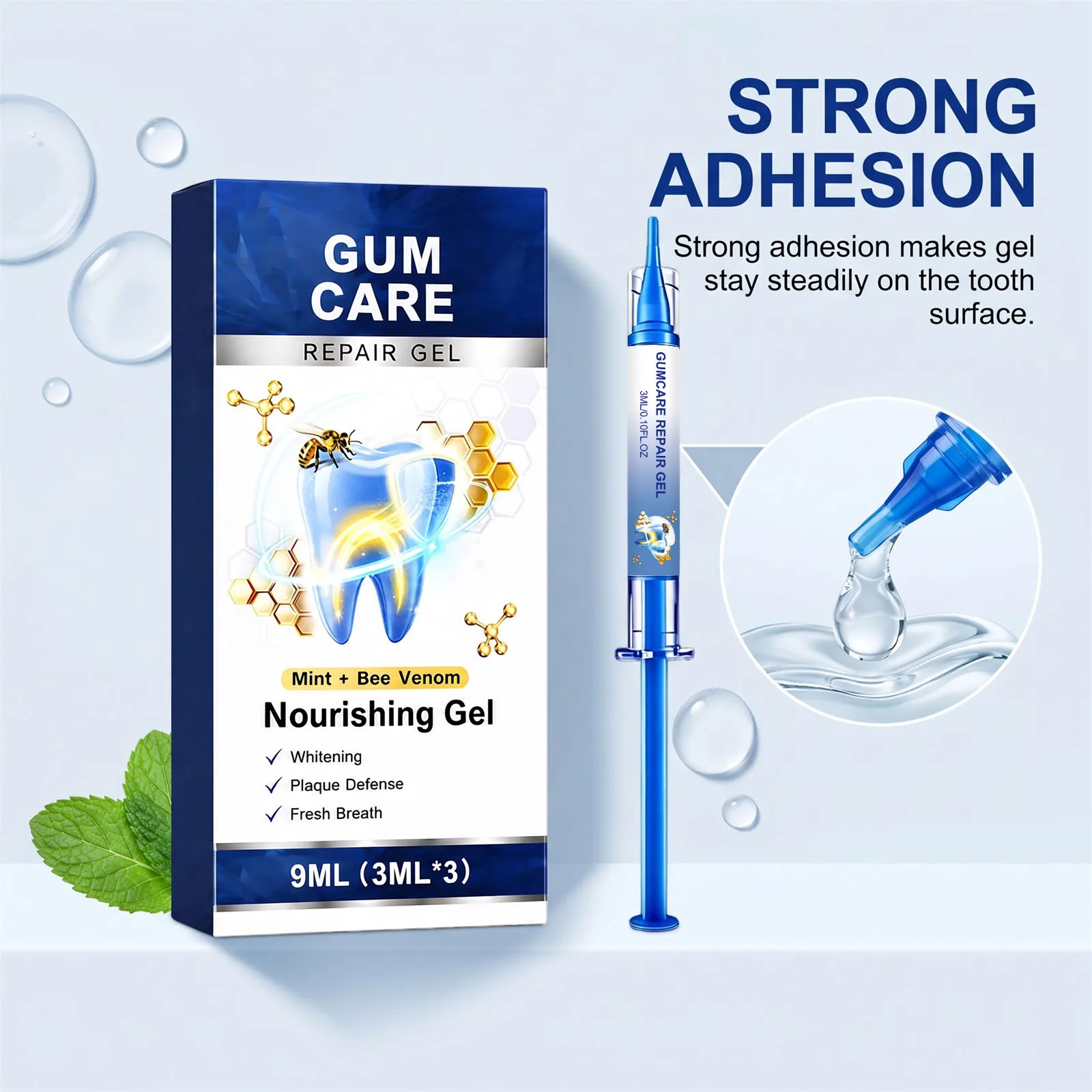 Bee Venom Gum Care Gel Mint Flavor Soothing Restorative Plaque Control Fresh Breath Gentle Cleansing Teeth Daily Oral Care Gel