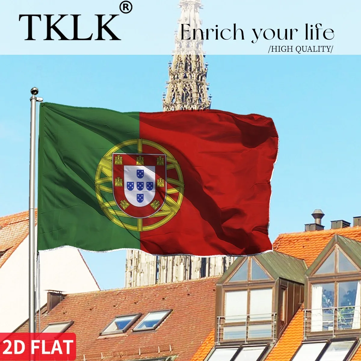 علم البرتغال ، 60x90 سنتيمتر 90x150 سنتيمتر 2x3FT 3X5Ft لافتة علم الدولة المتينة ، بوليستر ممتاز لون نابض بالحياة #2