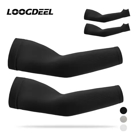 LOOGDEEL 1Pair UPF50+ Summer Cool Feeling Arm Sleeves Women Breathable Ice Silk Sunscreen Cycling Running Fishing Oversleeve Men