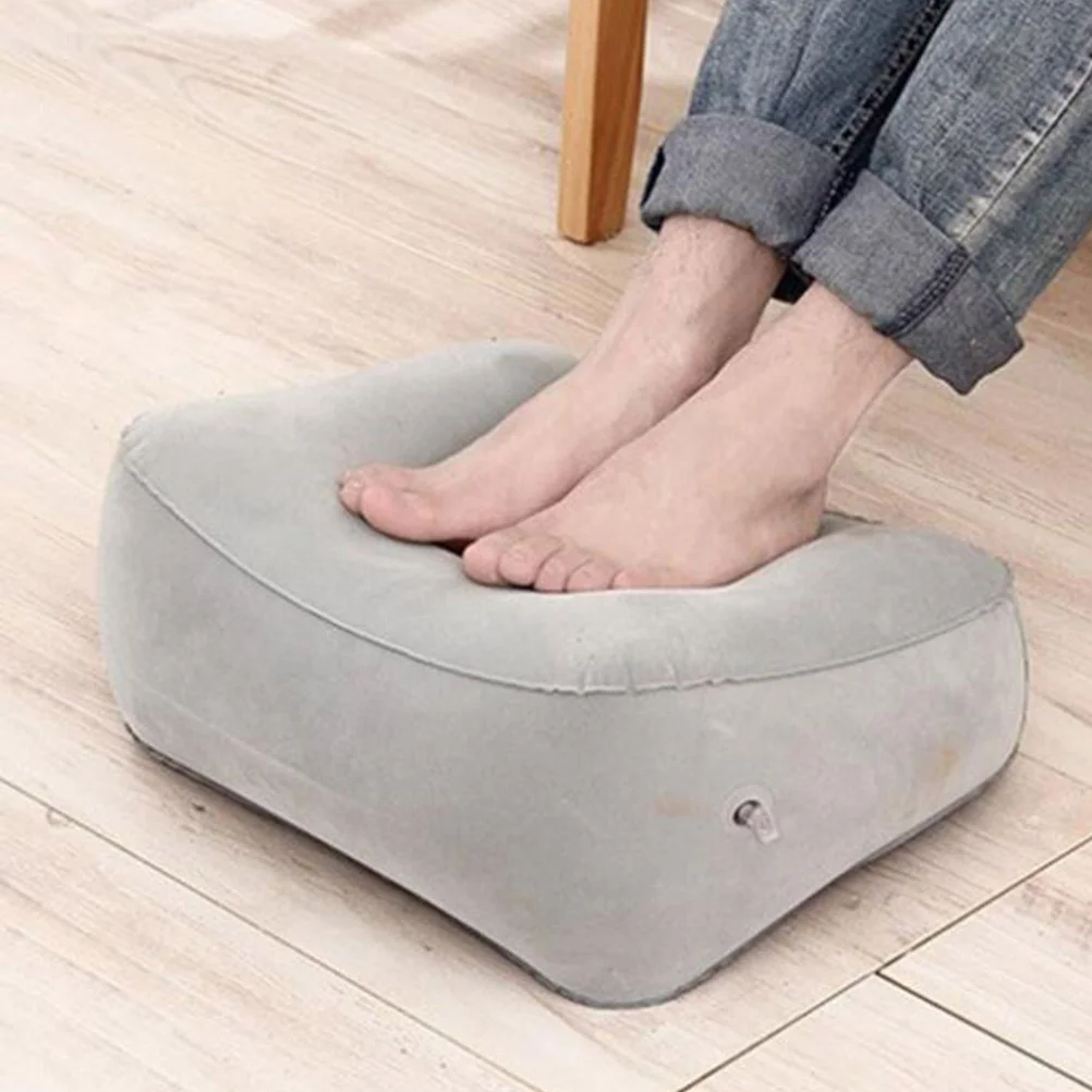 เท้าPad Inflatable Footrestสตูลเบาะท่องเที่ยวกลางแจ้ง 37*30*20 ซม.หมอนสีเทา