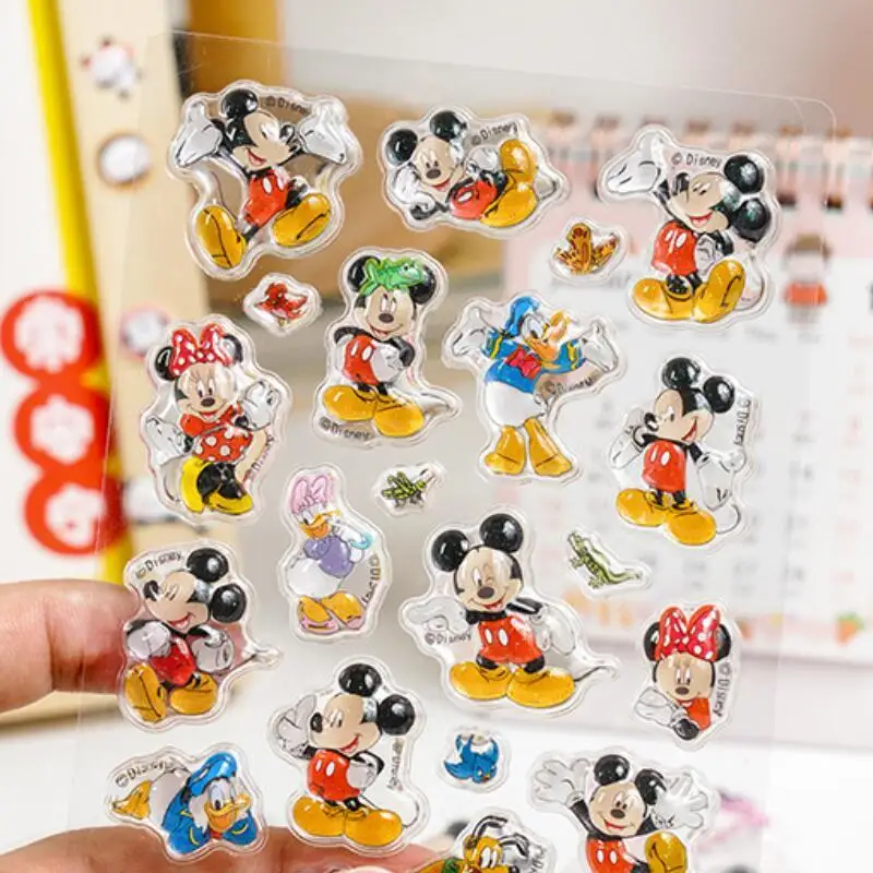 كارتون ديزني 3D ملصق الإغاثة ميكي وميني كريستال طالب لغز ملصق لعبة جراب هاتف كاميرا سماعة DIY الديكور
