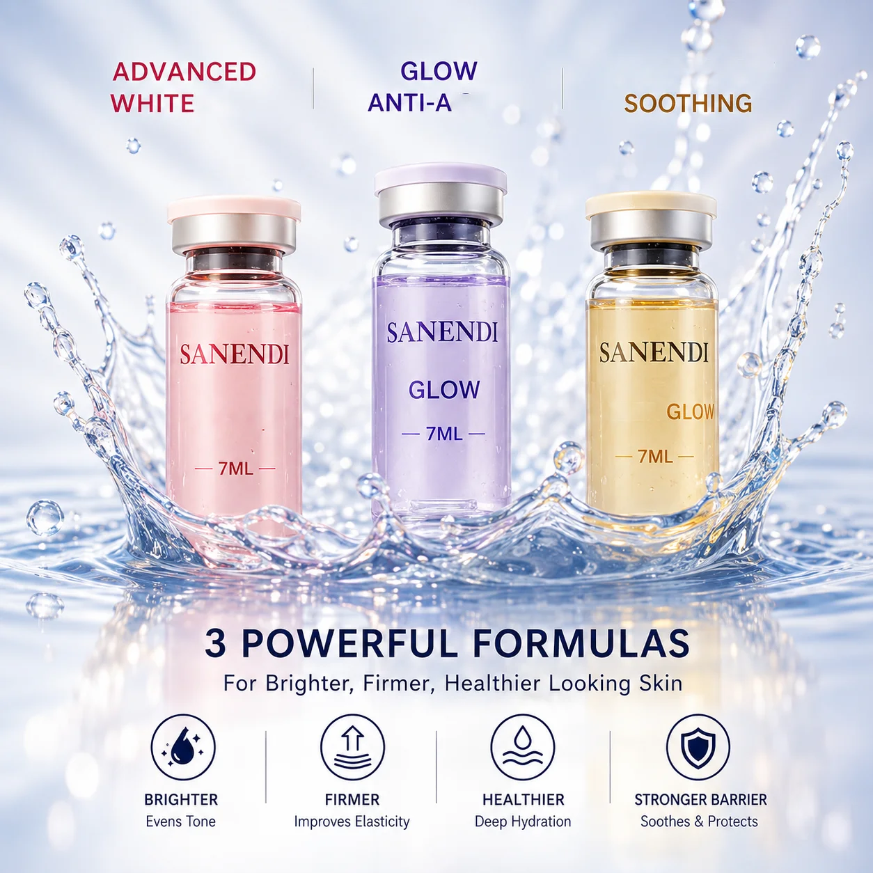 SANENDI 10vials Pink PDRN Serum Hyaluronic Acid Korean Skin Care Hydration Soothing Facial Essence GSH Vitamin Glow Solution