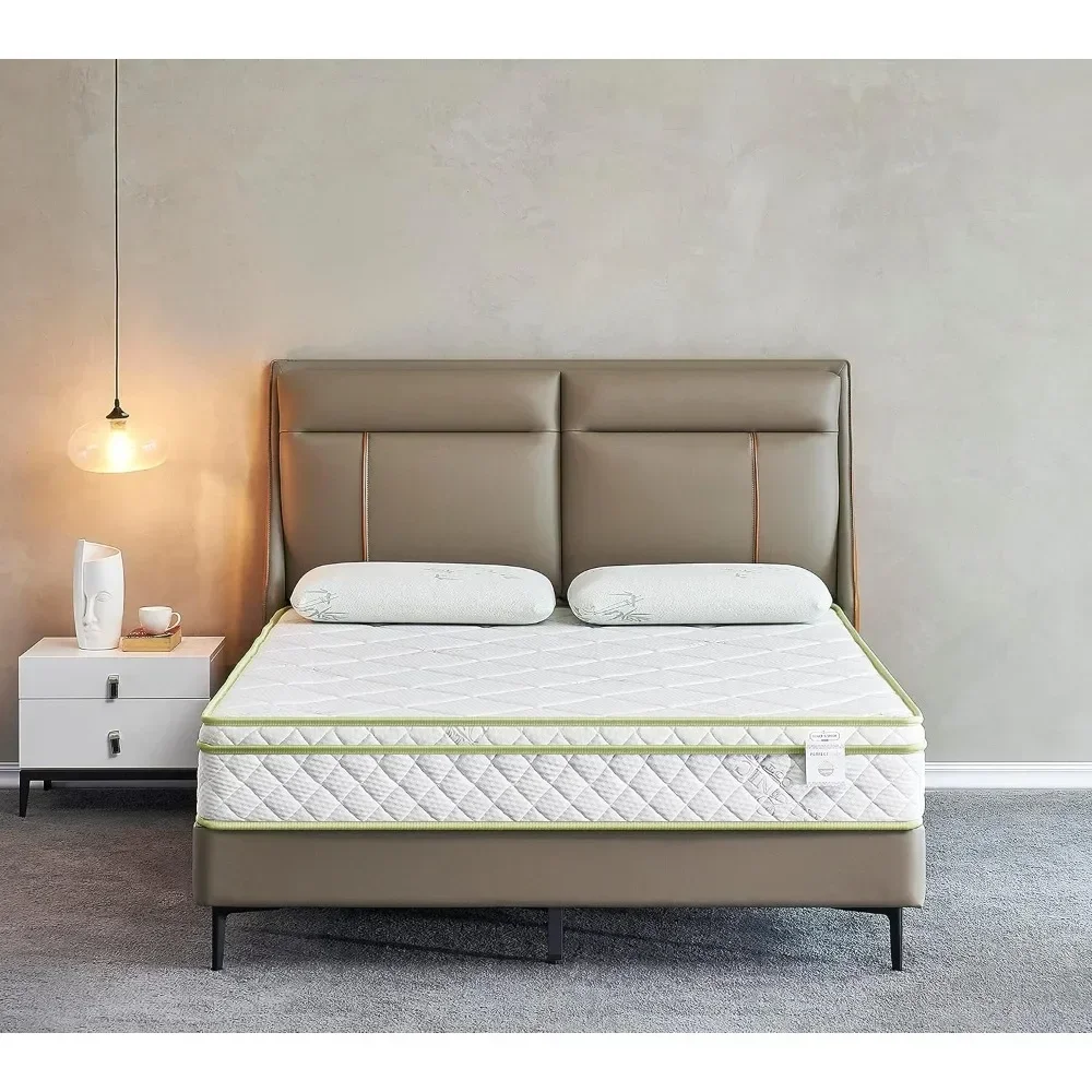 Queen Size Mattress - 8 Inch Cool Comfort Foam & Spring Hybrid Mattress with Breathable Organic Cotton Cover