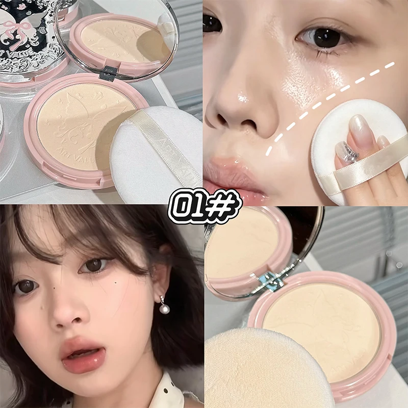 ART VALUE Three-color Face Pressed Powder Soft Mist Setting Powder Matte Face Powder Makeup Long Lasting Oil Control Foundation