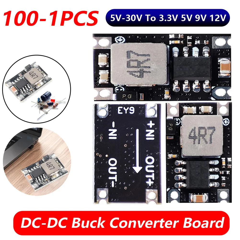 100-1pcs DC-DC Buck Converter Step Power Supply Module 5V-30V To 3.3V 5V 9V 12V 3A Voltage Regulator for Car Motorcycle Battery