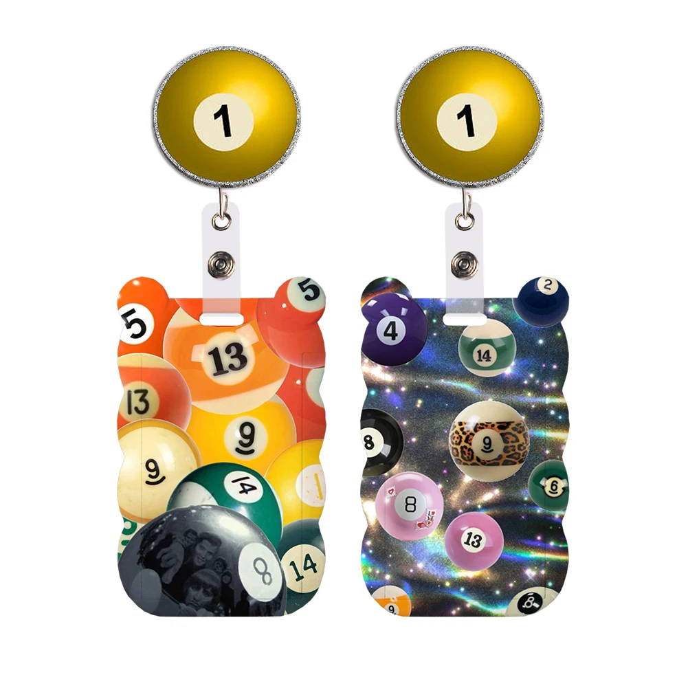

Billiards Card Holder Name Badge neck strap glitter reel clip Student Id Card Lanyard Holder Accessories