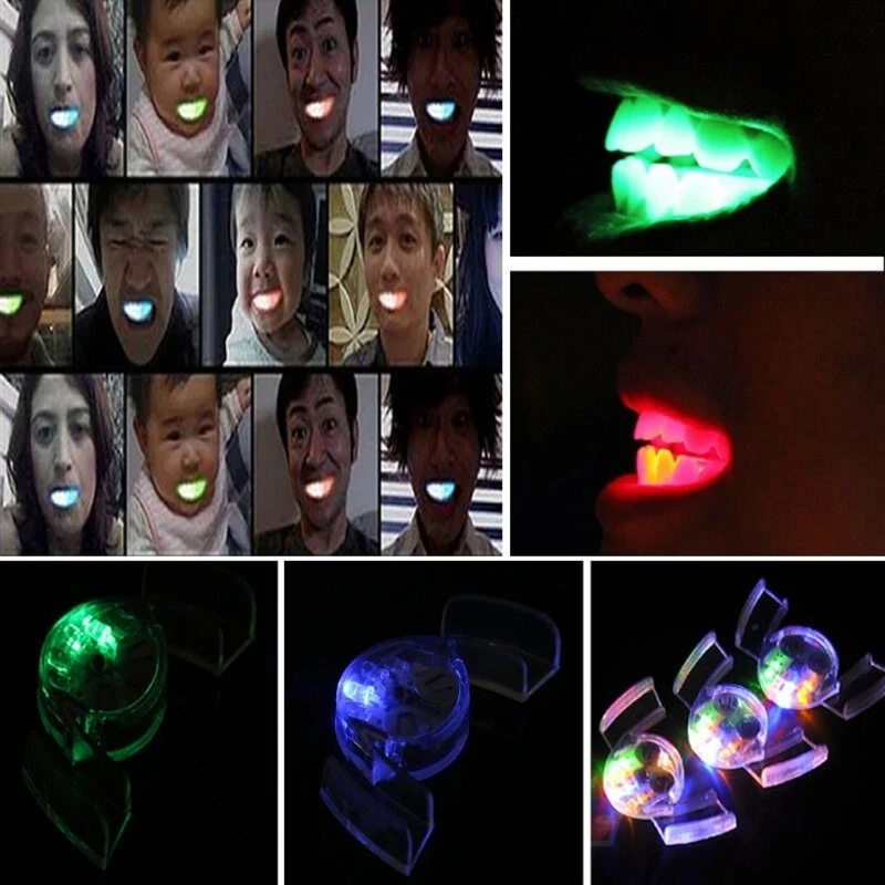 1X LED Light Mouth Guard Mouthpiece Flashing Piece Party glow in the dark up New