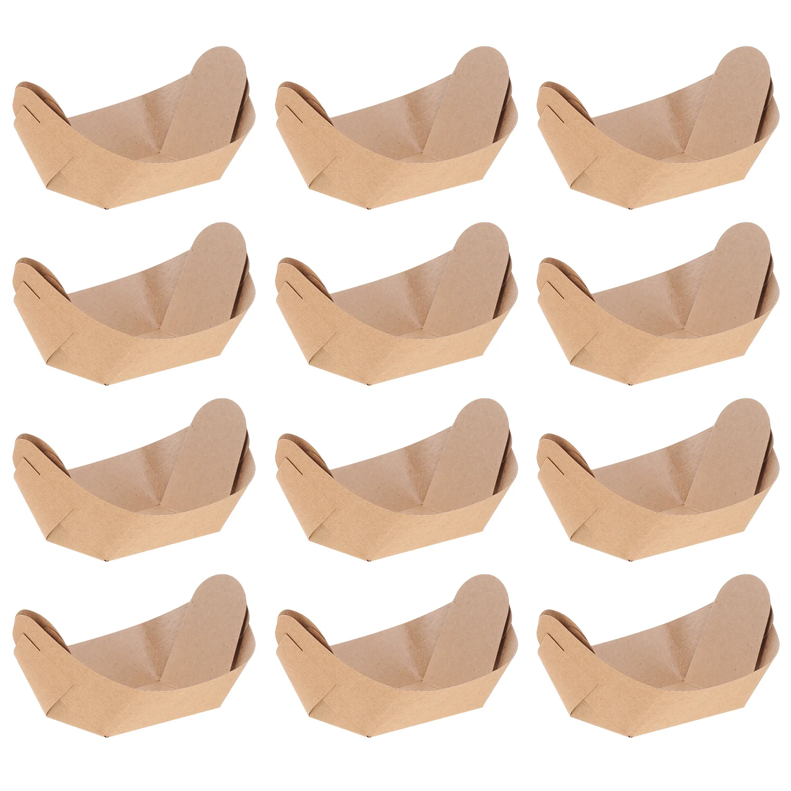 

100 Pcs Paper Boat Box Snacks Container Food Kraft Boats Containers Hot Dog 22X12cm Light Brown