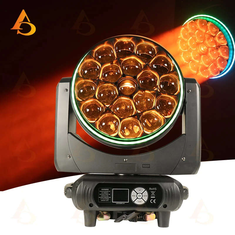 Abelha olho movendo a cabeça luz mini 19x40w rgbw led fogozeal feixe de luz lavagem dmx512 para bar clube festa discoteca luz efeito palco