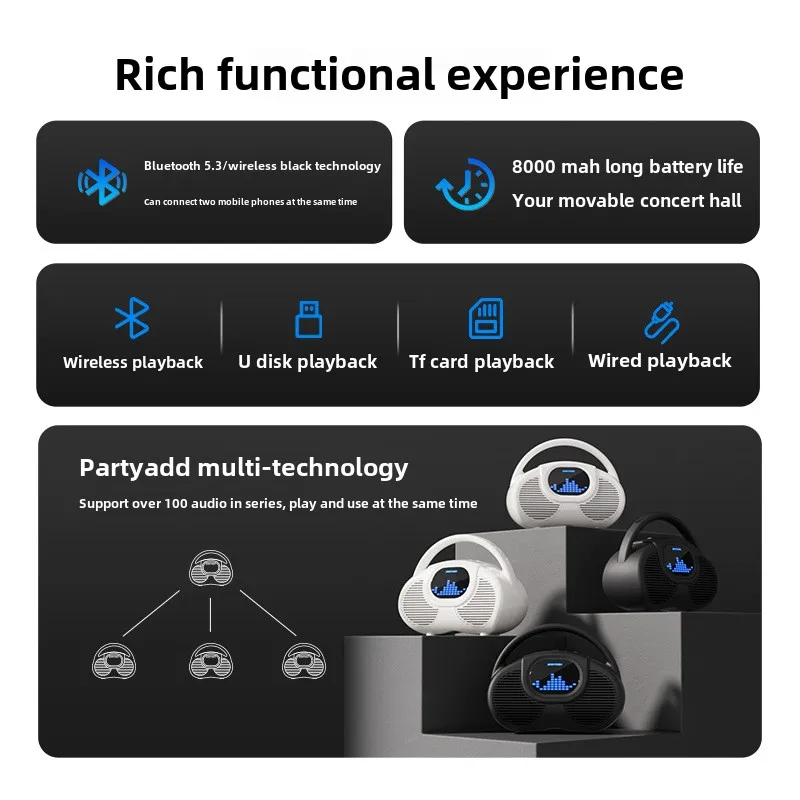 

2025 hot sale Wanyinba M16 80W Portable for Bluetooth Speaker 2.2 Channel High-Performance HIFI RGB Super Bass Home Active Woofe