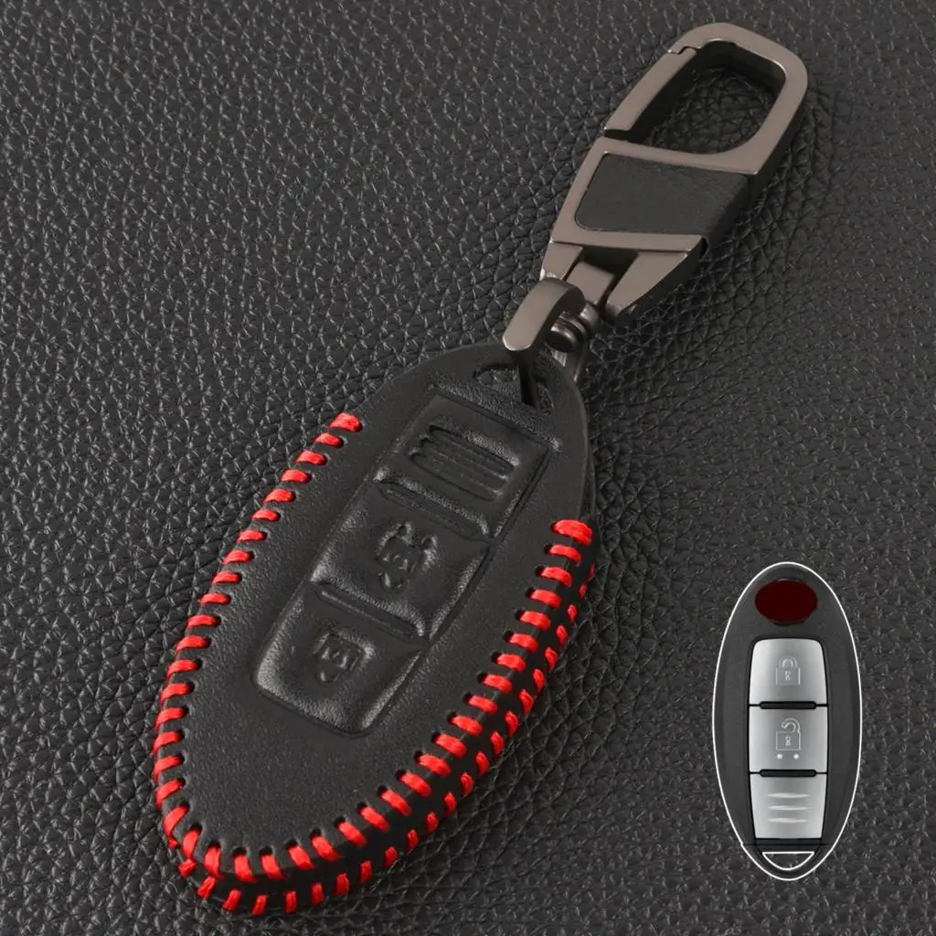 For Nissan Qashqai Pulsar March 370Z Note Tiida Wingroad NV200 Leaf Cube 2014 2015 Car Key Fob Shell Case Holder Cover 3 Button - view 2