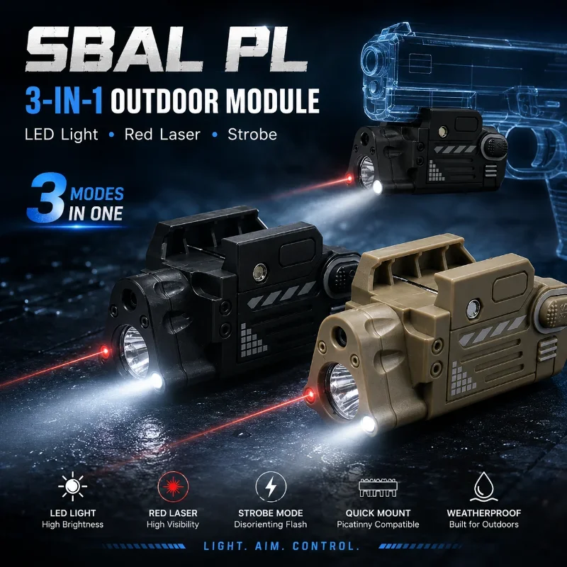 Sand Tan Portable SBAL PL Tactical Laser Flash Lamp Adjustable Red Dot Beam 20mm Rail Supplies
