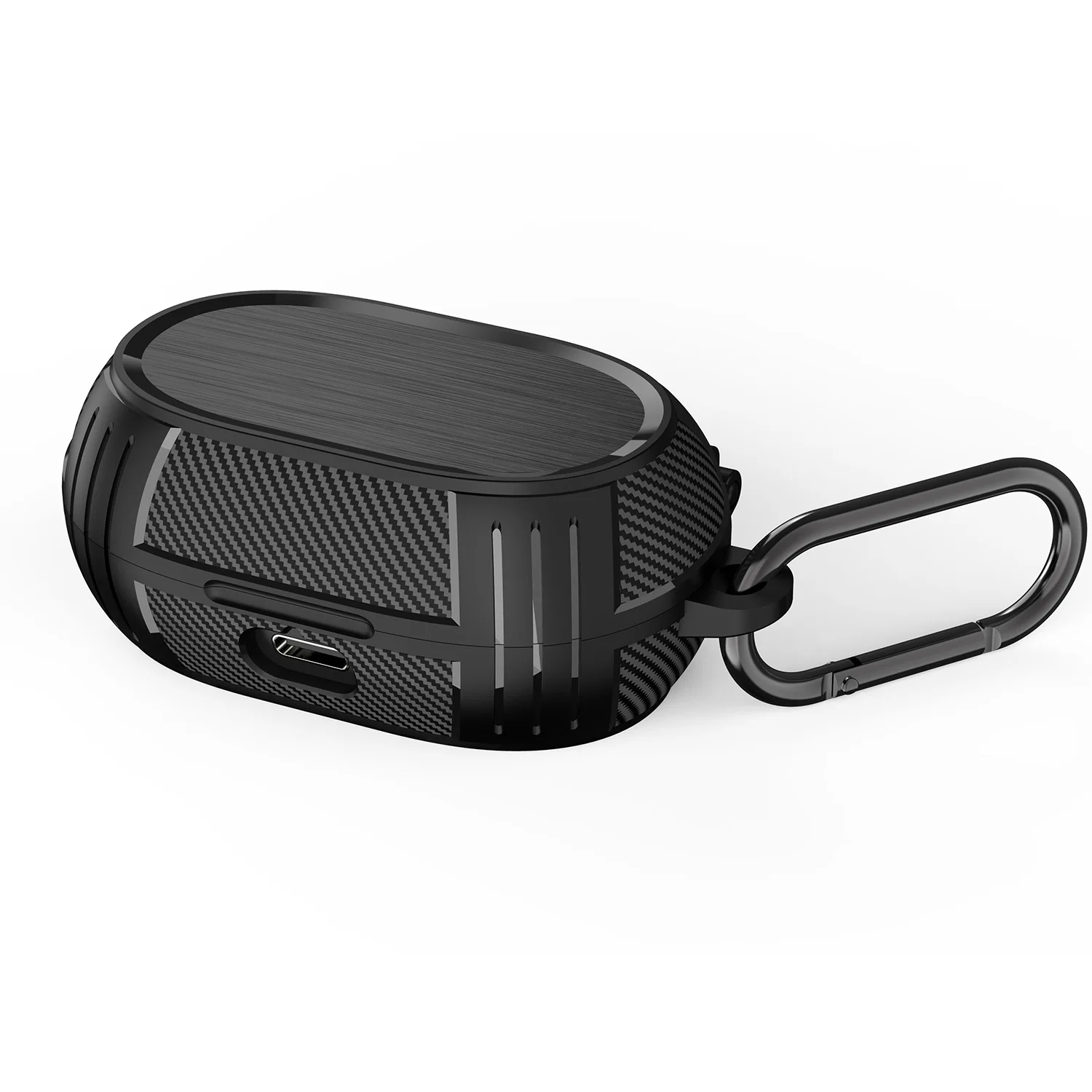 Voor Jabra Elite 7 Pro / Elite 7 Active beschermhoes Vogue Carbon Fiber-patroon, harde hoes Anti-valbeschermingshoes met haak