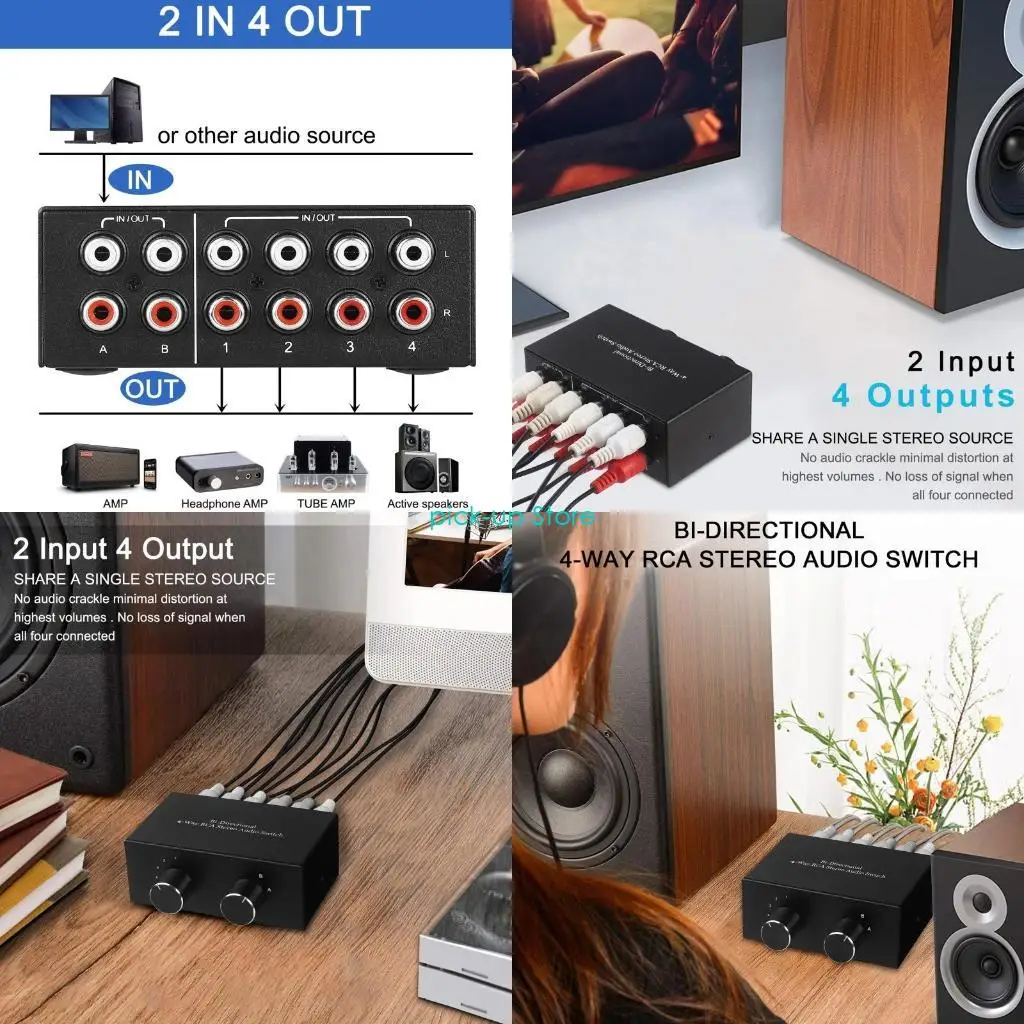 

Q5WA RCA Switch Bi-Directional 4 In 2 Out/2 In 4 Out R/L Stereo Switcher AC004A