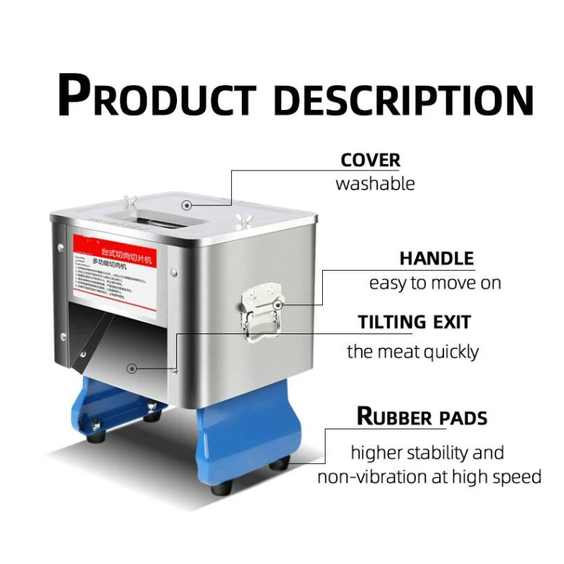 ماكينة تقطيع اللحوم الكهربائية التجارية الأوتوماتيكية ماكينة تقطيع اللحوم ماكينة تقطيع شرائح اللحم لسطح المكتب الصغير