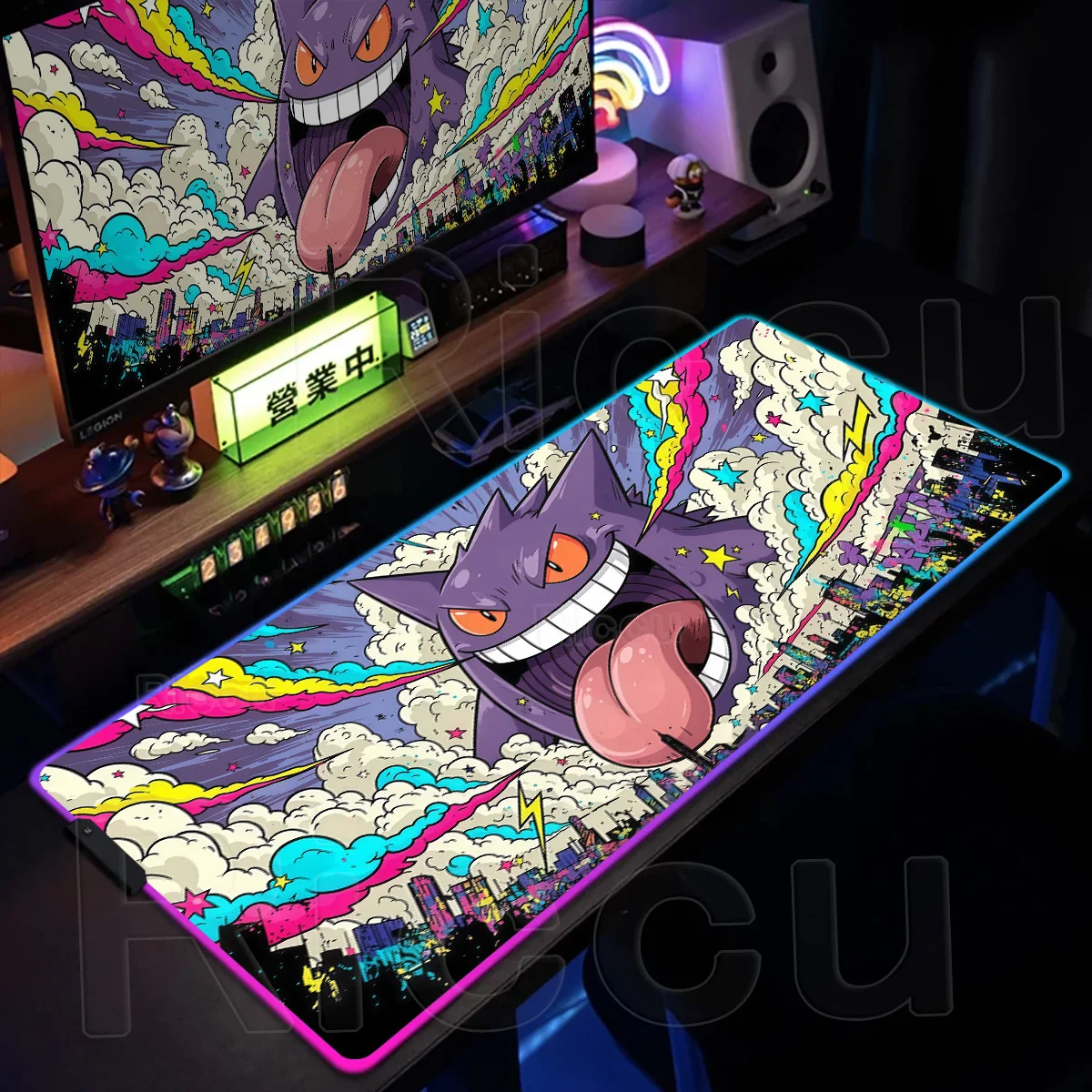 

Игровой коврик для мыши RGB Dark Gengar XXL с LED-подсветкой, нескользящий, для ПК, клавиатуры и компьютера, резиновый, светящийся, для геймеров