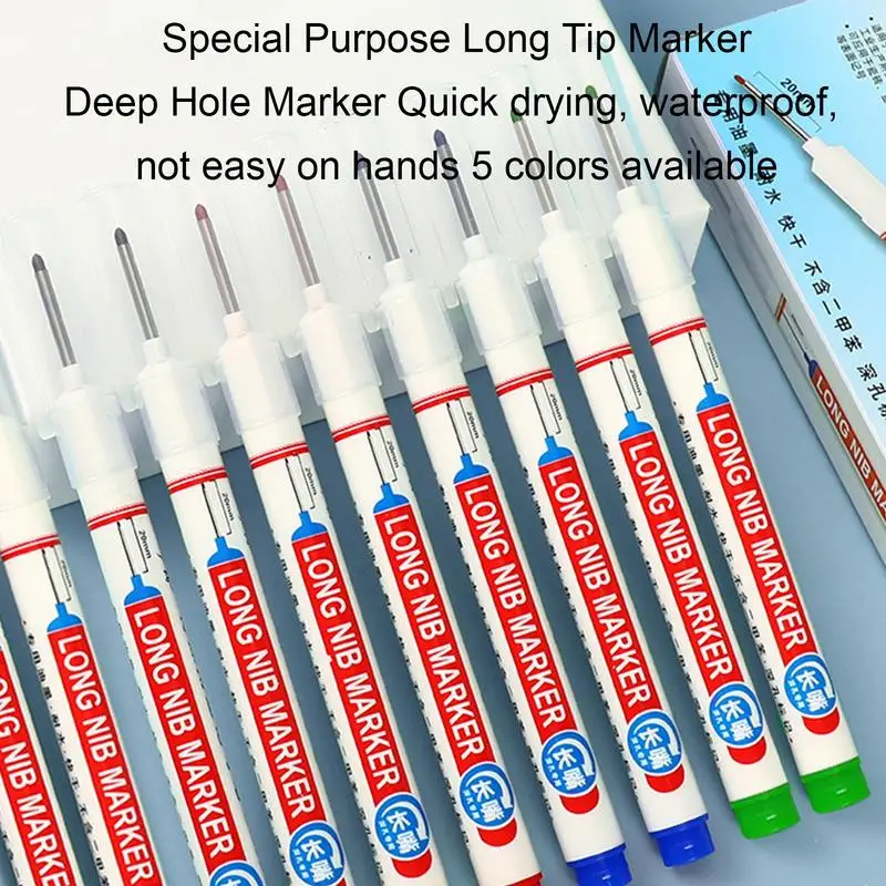 20mm Long Head Marking Pen Waterproof And Colorfast Ceramic Tile Wood Metal Deep Hole Marker For Woodworking Electrician Tools