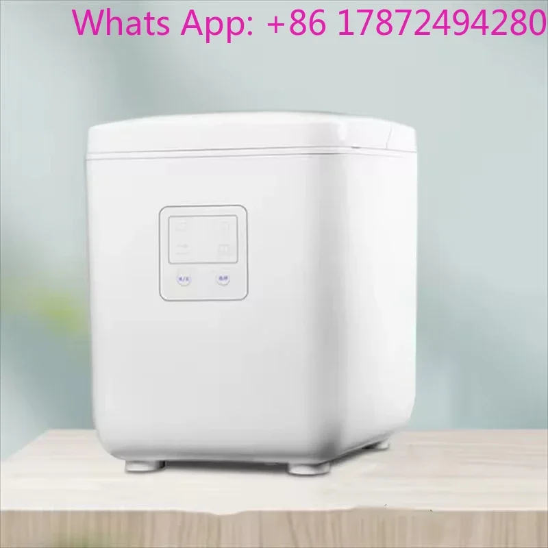 110W Mini Round Ice Maker Por         Countertop Ice Machine Self-Cleaning Fast Cooling White