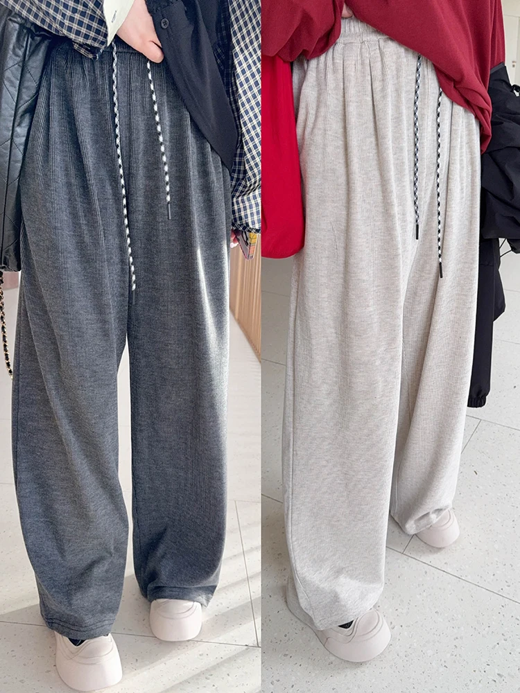 

VOGANA High Waist Straight Leg Pants Loose Fit Street Sle Casual Loose Sensation Walking Pants for plus Size Women
