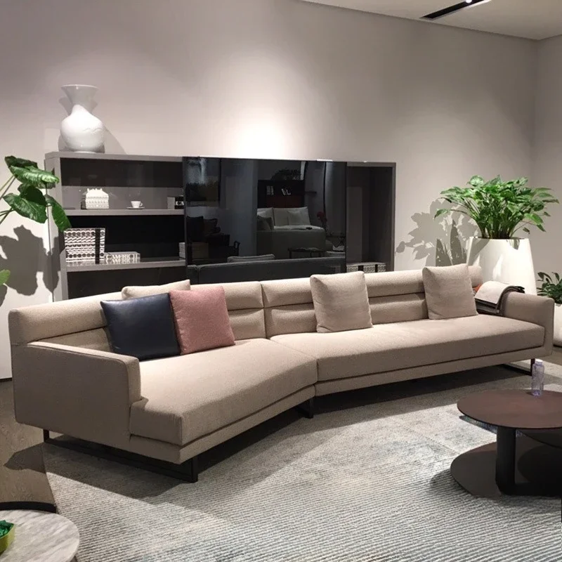 Corner special-shaped fabric sofa, Nordic light luxury, leave-in technology cloth, simple living room arc