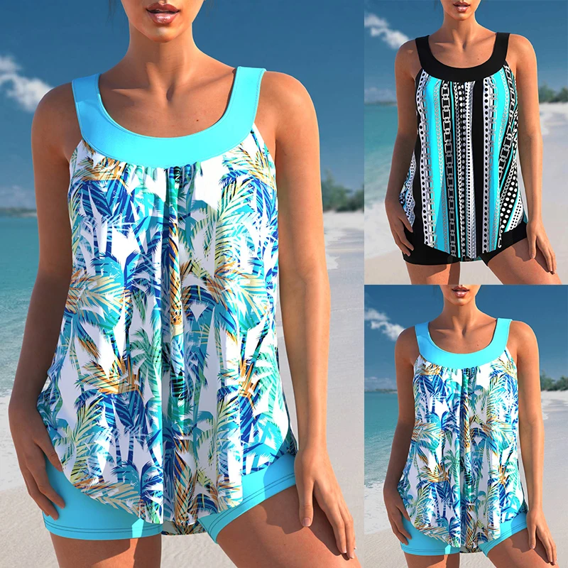 Traje de baño de dos piezas para mujer, Tankini con estampado de diseño, Monokini, novedad de verano, 2023