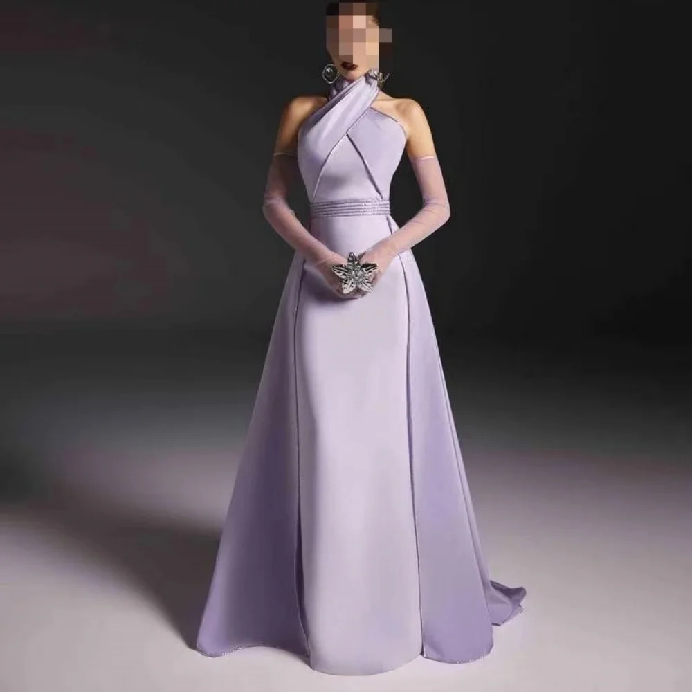 

Изысканное женское платье для выпускного вечера с бисером и шлейфом, очаровательное вечернее платье без рукавов с оборками и застежкой-молнией, с бретелькой на шее فساتين سهرة