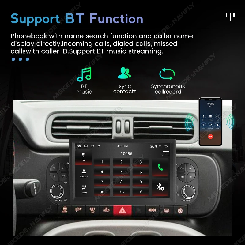 1Din Android 13 Built-in Wireless Carplay Auto Car Radio For Fiat Panda 2013 2014 2015 2016-2020 Multimedia Player GPS Head Unit