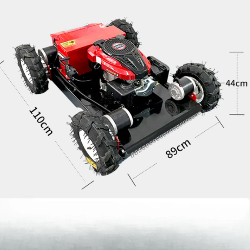 Wheeled four-wheel drive wireless remote control lawn mower with oil electric hybrid orchard lawn agricultural grass crusher