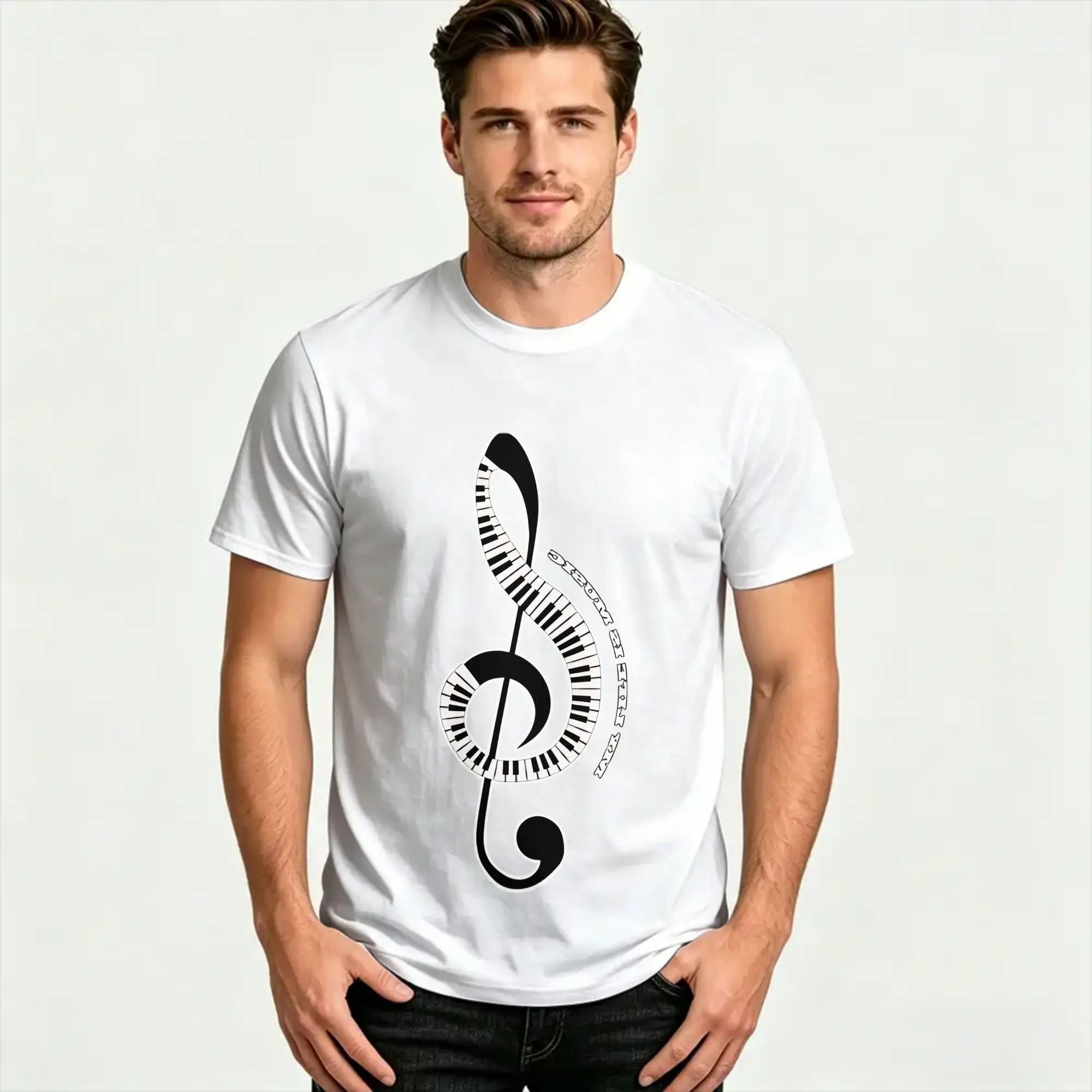 Piano Key Treble Clef  T Shirt Beach  Cotton T Shirts For Adult Pattern Tshirt Short Sleeve Streetwear Tops