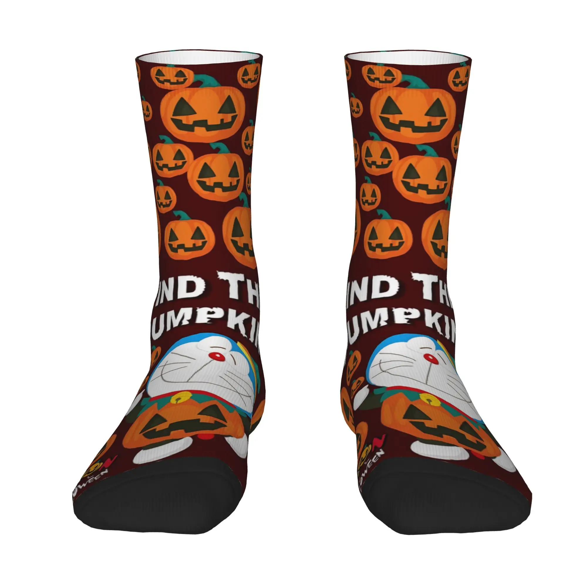 1 Pair Funny Crazy Sock for Men Find The Pumpkin Halloween Jack Hip Hop Harajuku Doraemoning Pattern Printed Sock Novelty