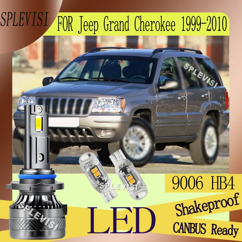 

360 Degrees NO modification required LED Headlight Low Beam For Jeep Grand Cherokee 1999 2000 2001 2002 2003 2004 2005 2006-2010