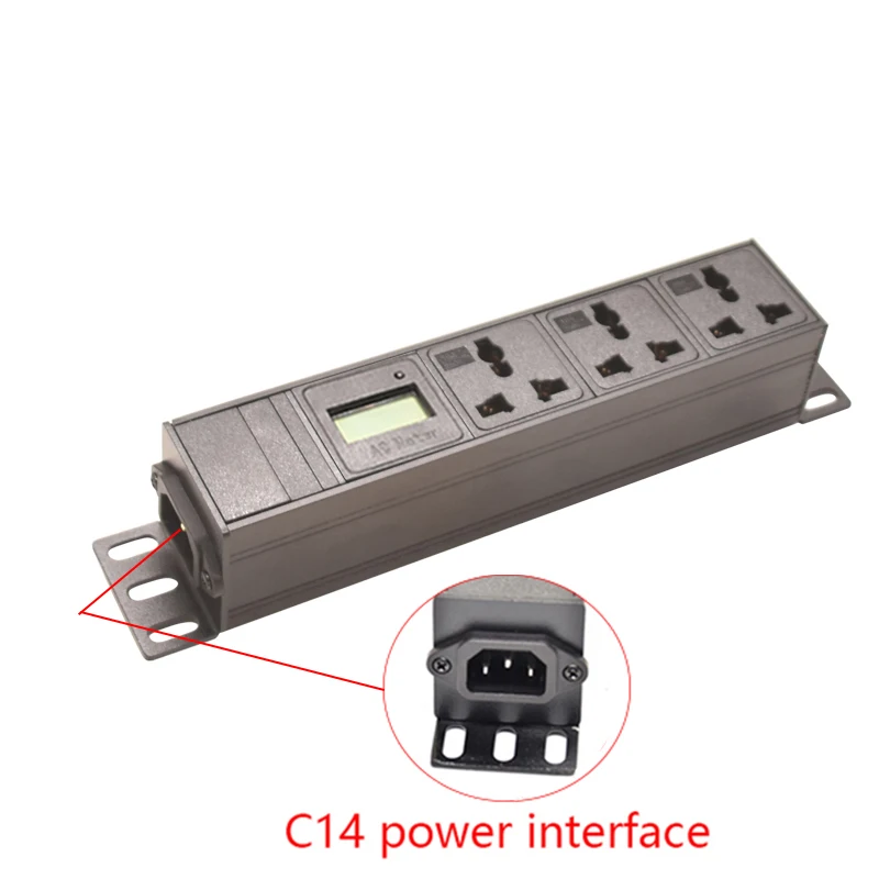 PDU Power Strip C14 interface 10inch Server Rack Mount Extension Socket Digital Ampermeter Power Energy Voltmeter Ammeter