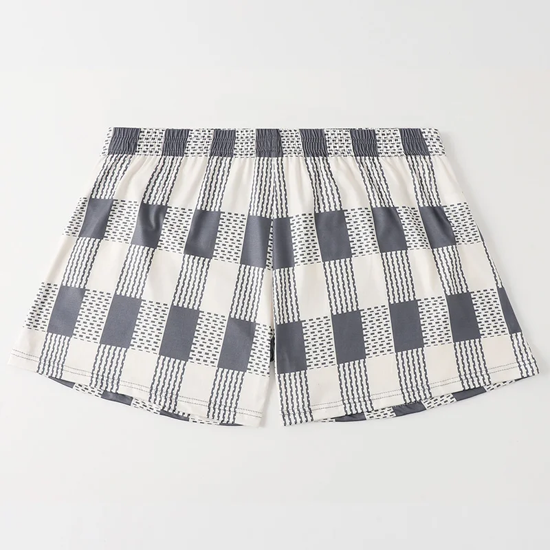 5-Piece Set Of Men's Checkered Printed Long, Loose Fitting Flat Corner Pants, Comfortable And Breathable, Daily Casual Underwear image 2