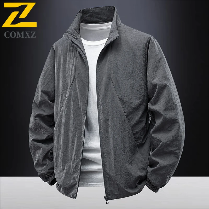 

Men's Trendy Jacket Single Layer Windbreaker Stand Collar Outdoor Hiking Jackets Travel Waterproof Breathable Autumn Casual Coat