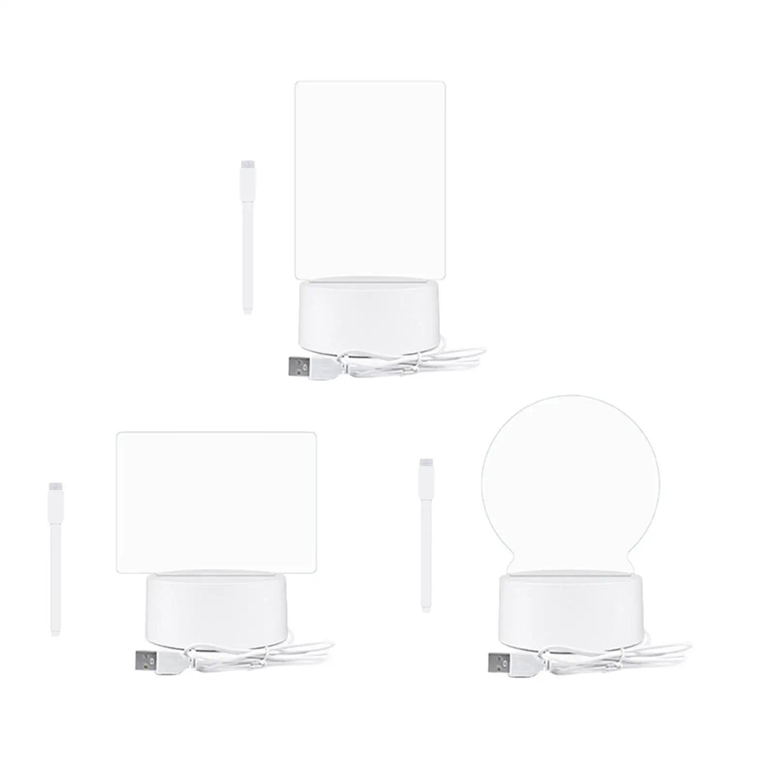 Clear Acrílico Drying Erase Board, Escrita Board com Luz, Desktop Night Light