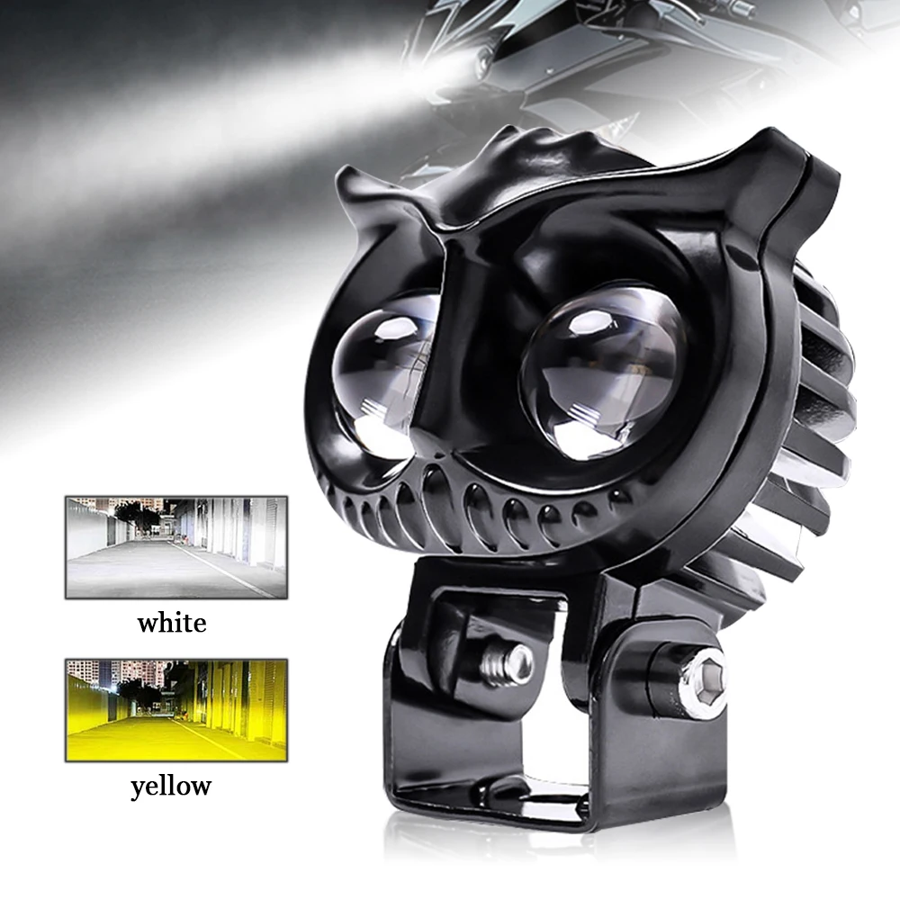 

1 pcs Dual Color Motorcycle Refit Fog LED Light DC 9-80V Owl Auxiliary Spotlight for eBike Car ATV Buggy Car Lamp