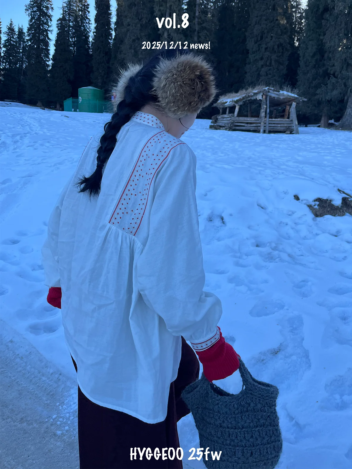 

HYGGEOO Vintage Double Layer Cotton Embroidered irt Breathable Comfortable Long Sve Loose Fit Women's Faion Winter Wear