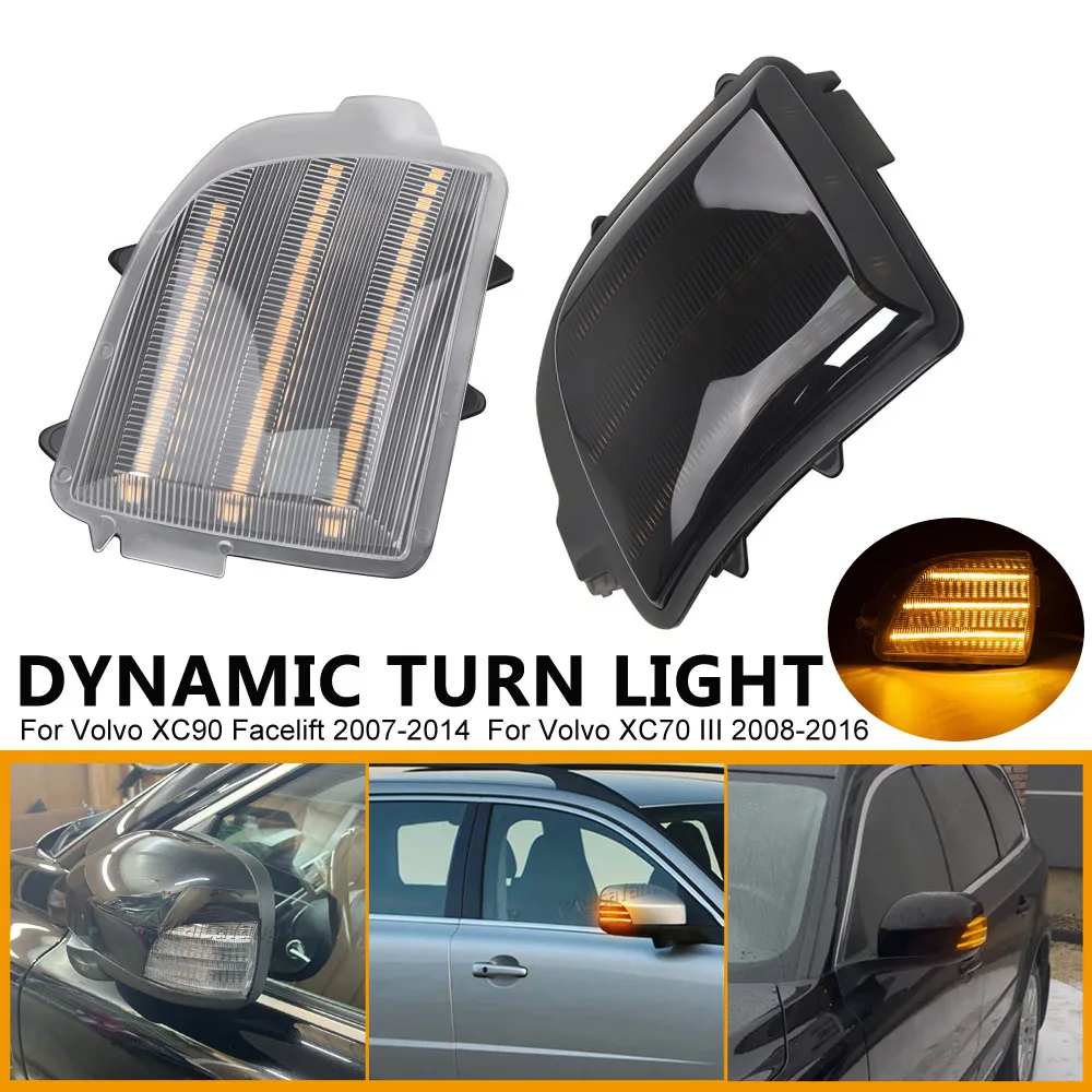 Dynamic Led Turn Signal Side Marker Lights Indicator Blinker Lamps For Volvo XC70 III 2008-2016 XC90 Facelift 2007-2014