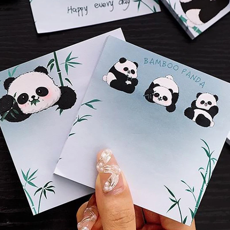 50 arkuszy/zestaw Kawaii bambusowa panda papierowe karteczki samoprzylepne Cute Cartoon karteczki samoprzylepne przenośny notatnik szkolne materiały biurowe prezenty