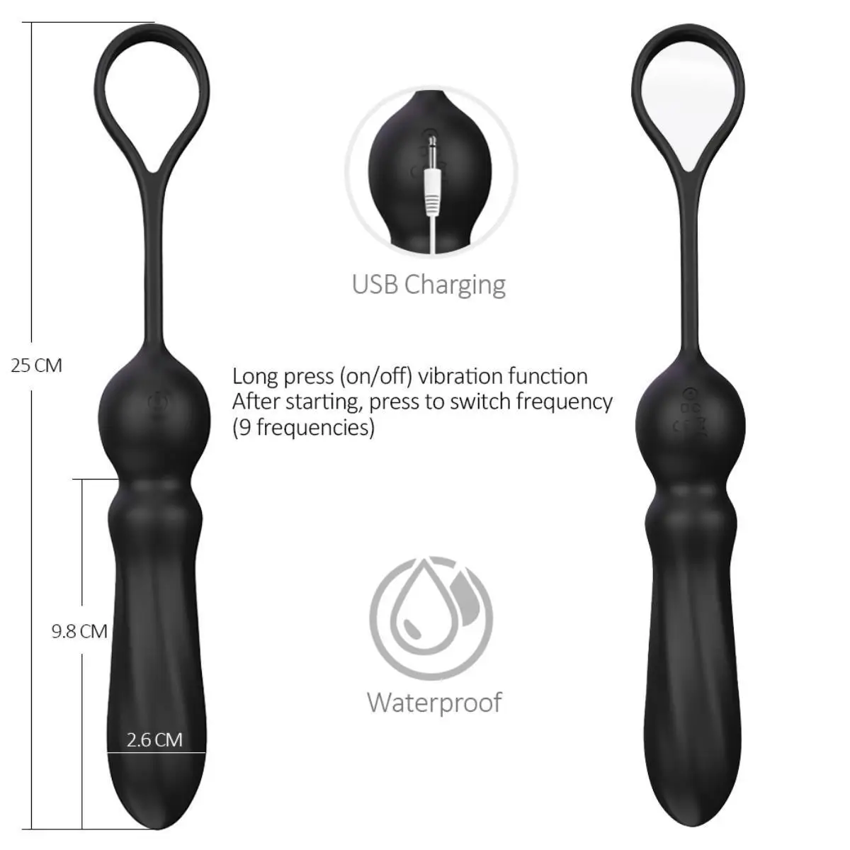 Vibrating Anal Beads Anal   Silicone  with Vibration Modes Graduated Design Anal  Prostate Massager Waterproof Adult Sex Toy for Men, Women and Couples view 5