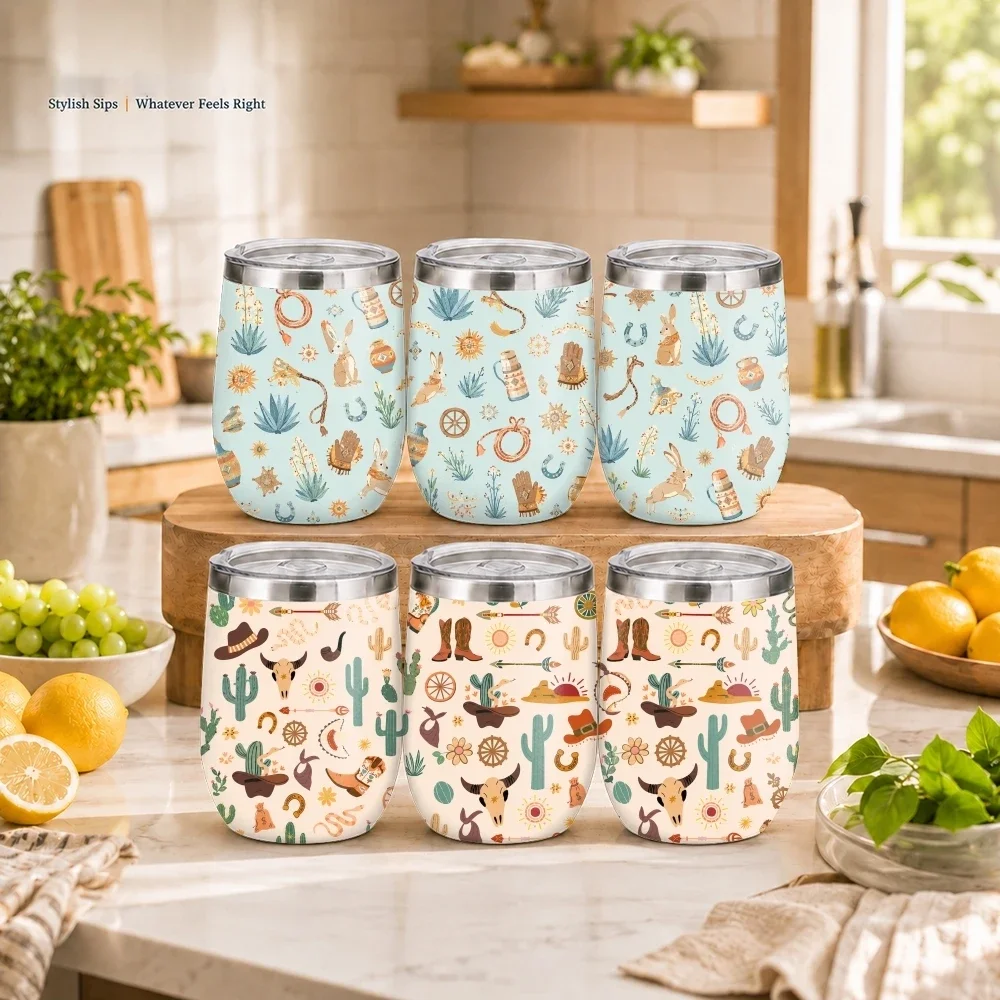 Desert Cactus Pattern Vacuum Flasks 12oz Insulated Stainless Steel Mug with Lid Double Wall Vacuum Drink Coffee Cup Tumbler