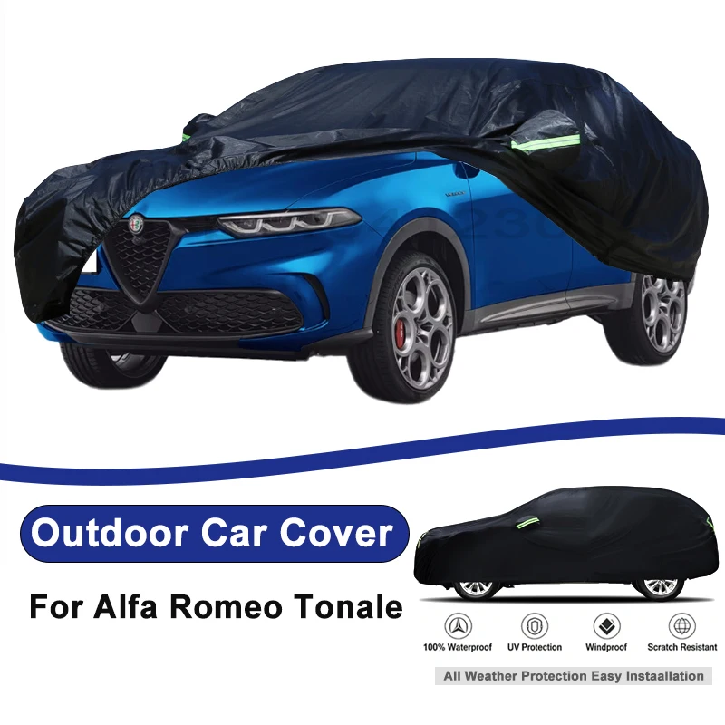 Outdoor Full Car Cover For Alfa Romeo Tonale with Reflective Strips Waterproof Snowproof Dustproof UV Protection Auto Accessory