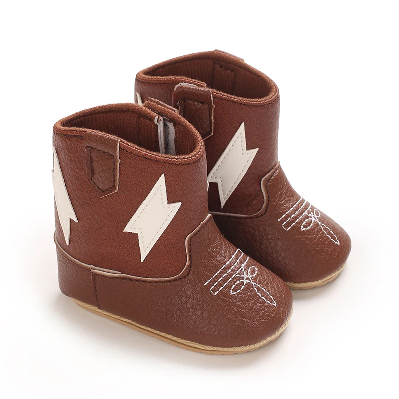 Baby Learning Walk Shoes, Vintage Two Tone Embroidered Western Cowboy Boots, Soft Comfort Infant Casual Footwear 0-1 Year