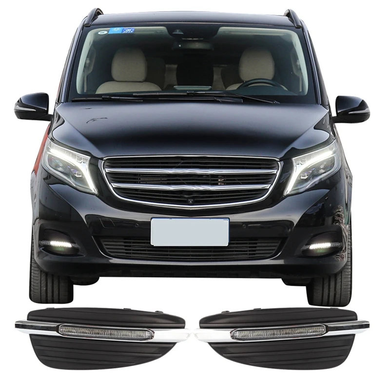 For Mercedes Benz V-Class Vito V250 V260 2016-2018 Dynamic Flow Yellow Turn Signal Car DRL LED Daytime Running Light