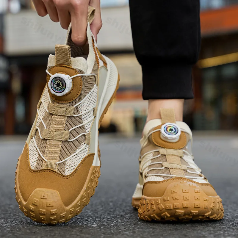 Men's Summer 2025 New Casual Sports Breathable Fly Weave Mesh Rotating Buckle Design Slip on Shoes Comfortable Fashion Sneakers