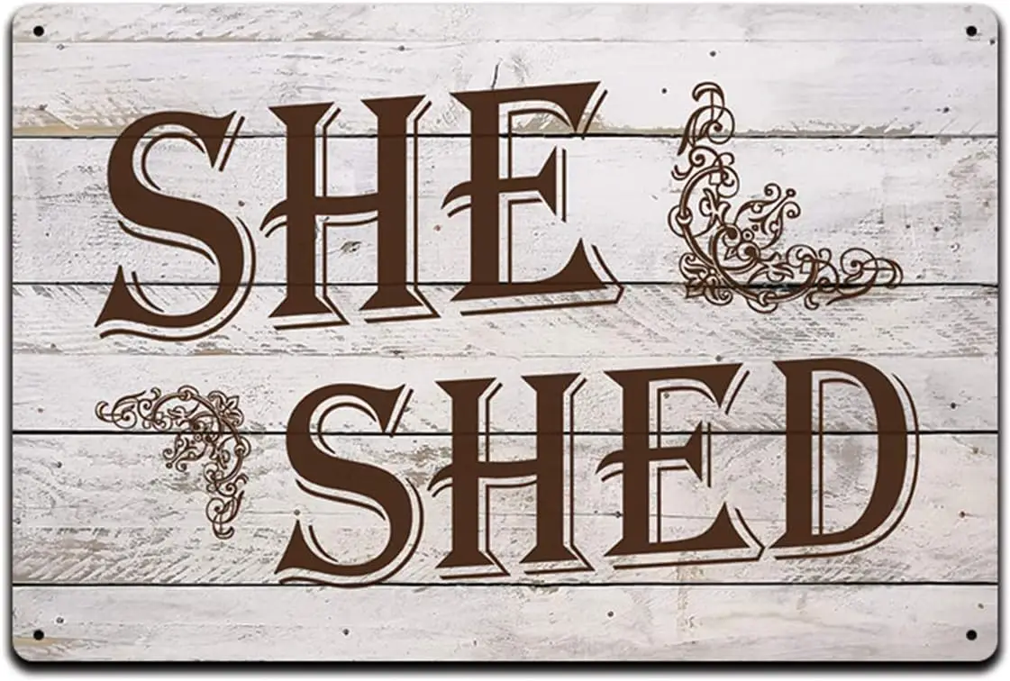 She Shed Metal Sign,Crafting Sewing Crochet Room,Mother’s Day Gift Idea Tin Sign,Aluminum Signs are 12x8 in.,Great for Moms sign