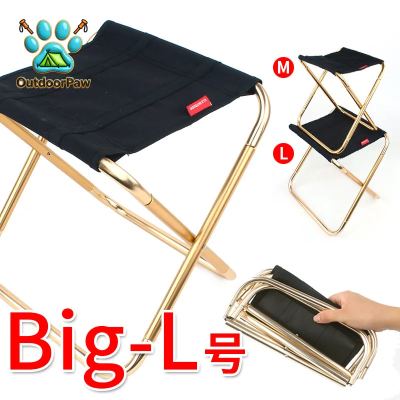 Folding Stool Large 7075 Aluminum Alloy Outdoor Portable Barbecue Fishing Folding Chair Camping Climbing Stool Portable Chair