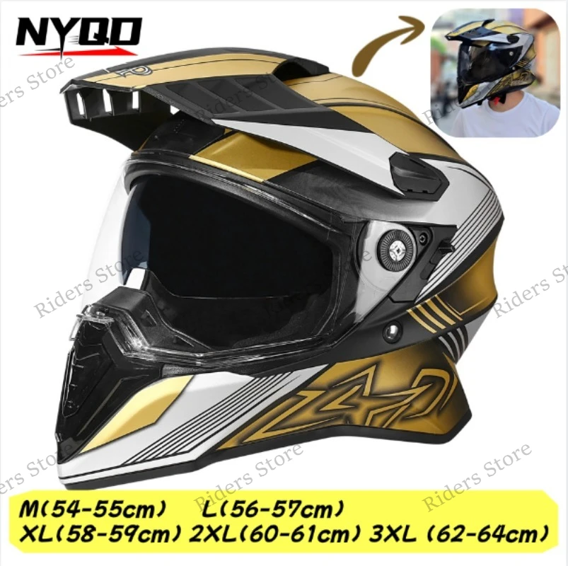 

Dual Visor Motorcycle Rally Helmet Full Face Off-road Helmet Men Women Four Seasons Motorbike Travel Safety Helmet