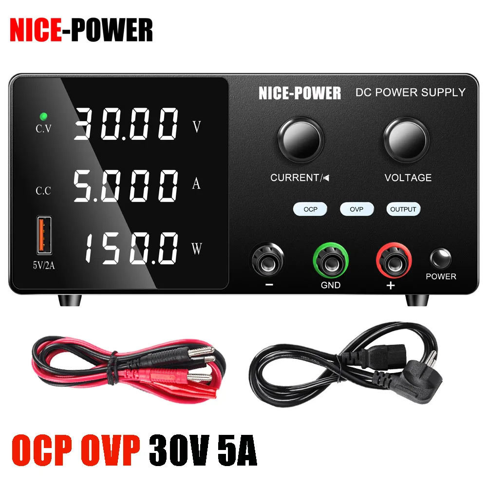 

Зарядное устройство NICE-POWER, новое, 30В 5А, с функцией ремонта, регулируемый лабораторный источник питания постоянного тока с USB для мотоциклов, свинцово-кислотных, литиевых, LiFePO4 аккумуляторов