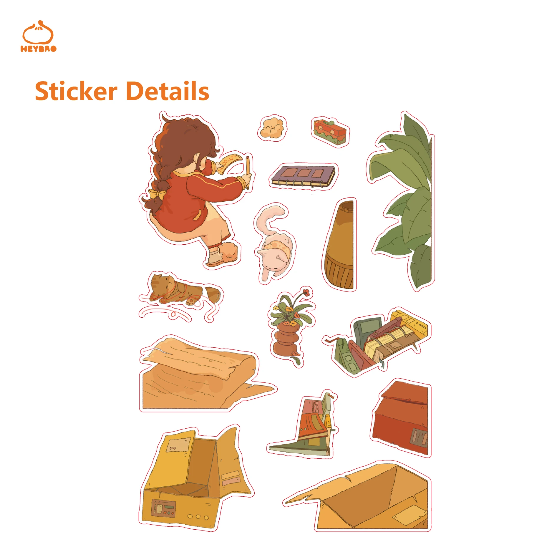 

Black Bag 8.0 Daily Calligraphy Mini Scene DIY Decor Stickers, 3D House Scene Stickers, for Journal Kits & Decoration
